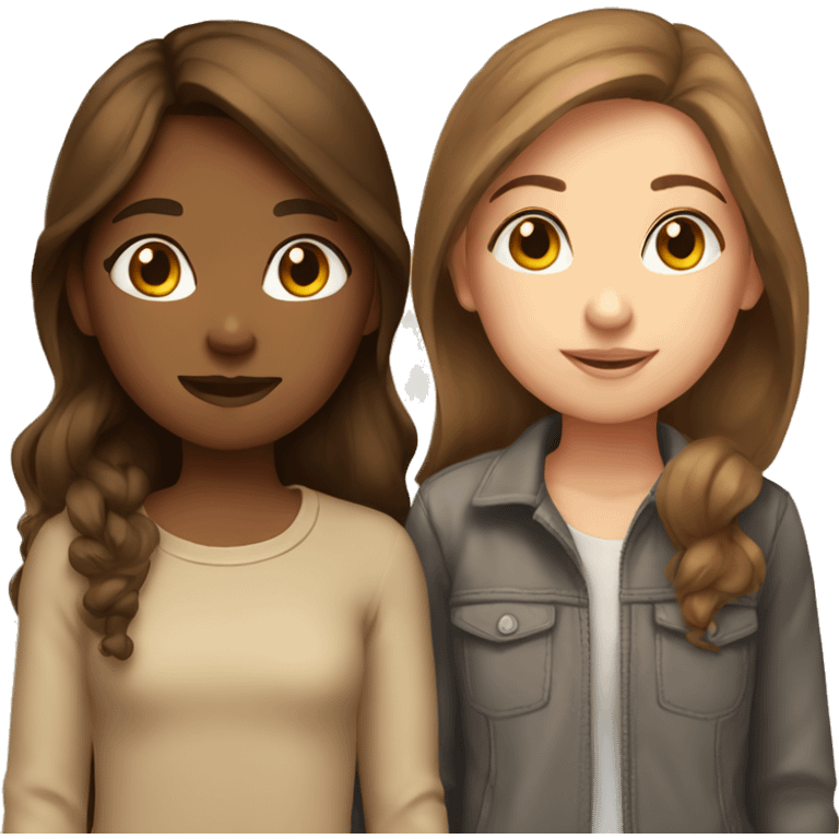 brown haired girl and light brown haired girl kissing emoji