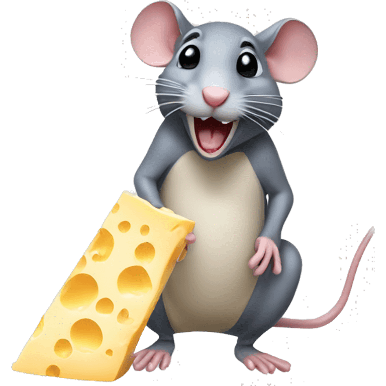 A rat drooling while eating cheese emoji