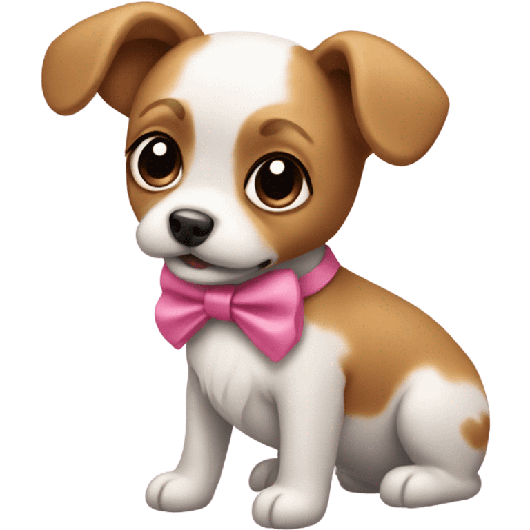 A small dog with a little pink bow emoji