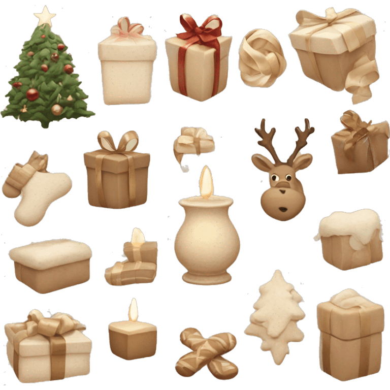 Beige christmas aesthetic set emoji