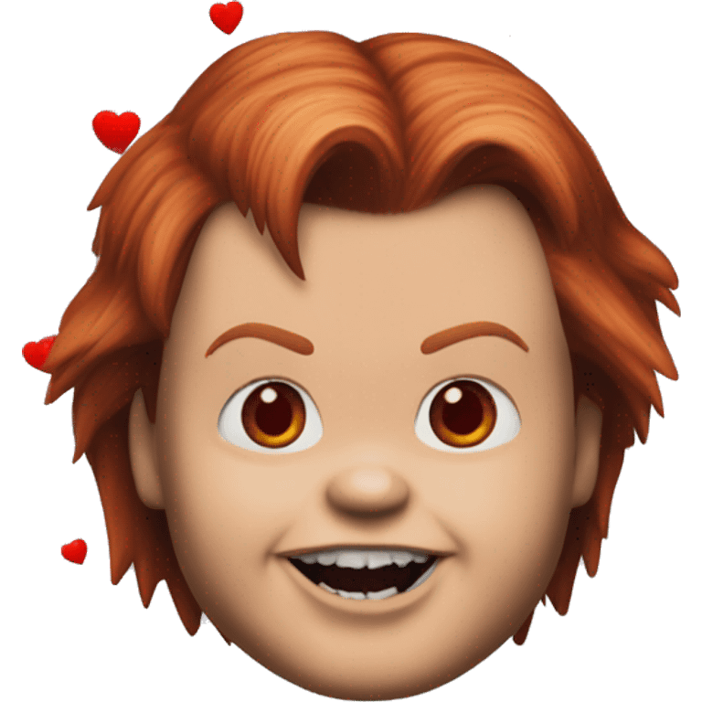 Chucky from Childs play with red hearts  emoji