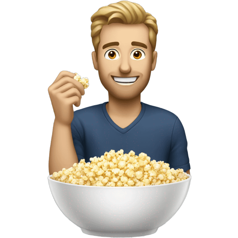 White man eating popcorn emoji