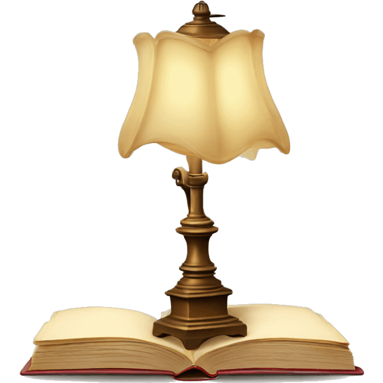 vintage lamp with open book emoji