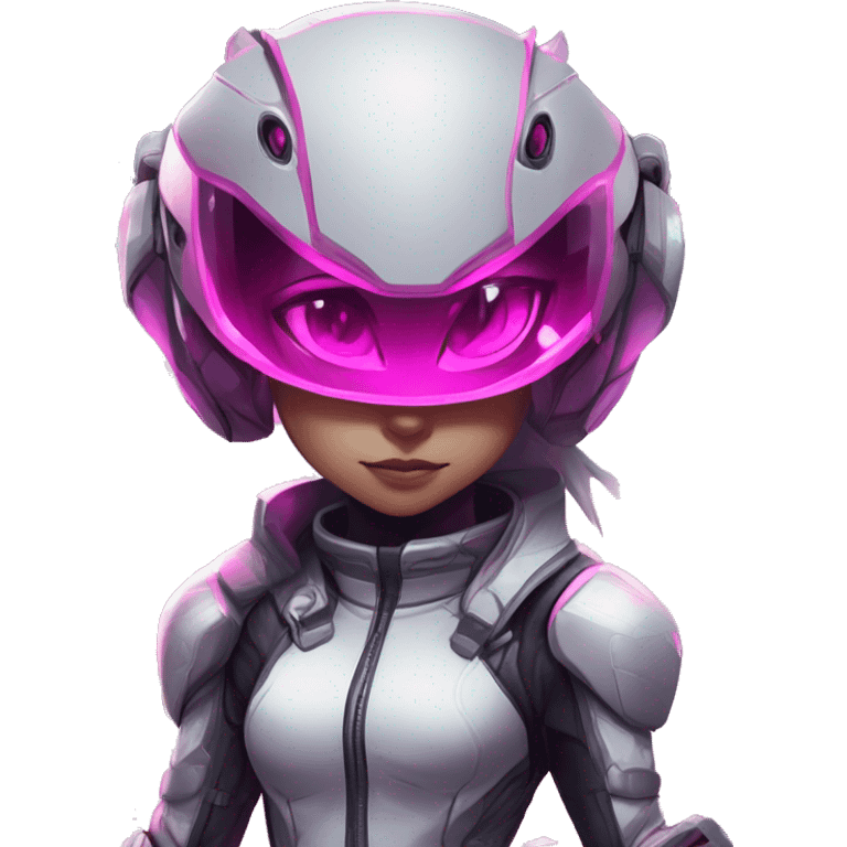 White, Chibi, White body, Anthro-Sona-Lizard-Alien-Salazzle-Mew-Fakémon, with pink eyes, with a futuristic visor-helmet, techwear-cyberpunk suit, Full Body emoji