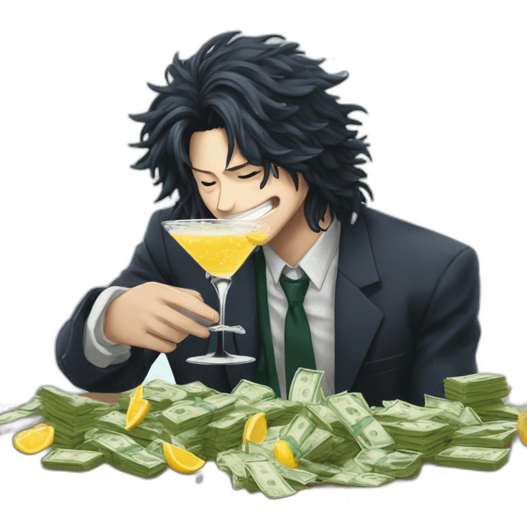 bnha aizawa sipping cocktail raining money emoji