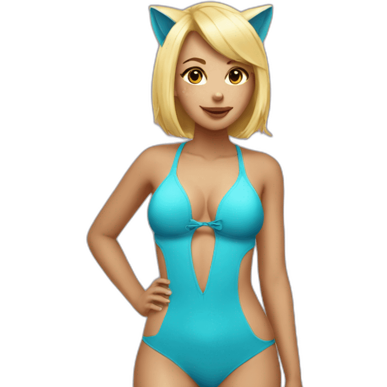 hot catgirl blonde swim suit emoji