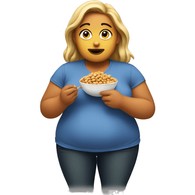 a fat girl eating peanuts emoji