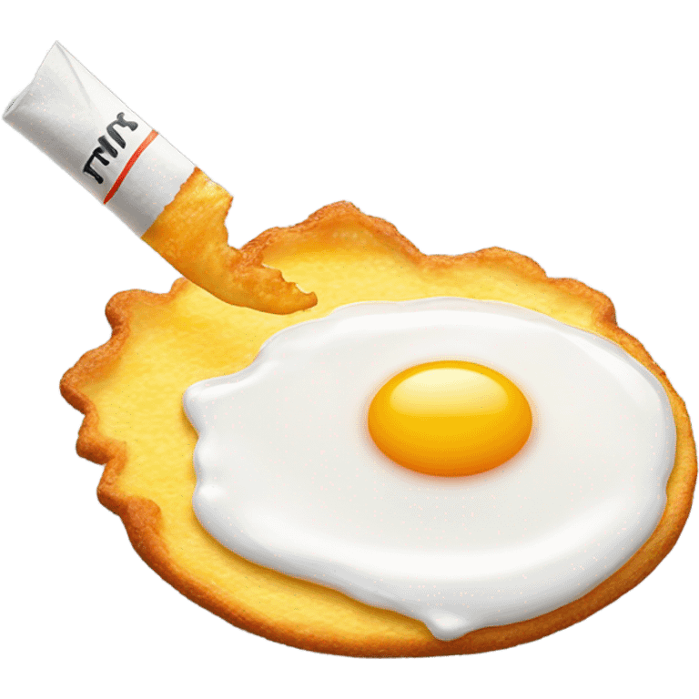 A fried egg smoking a cigarette  emoji