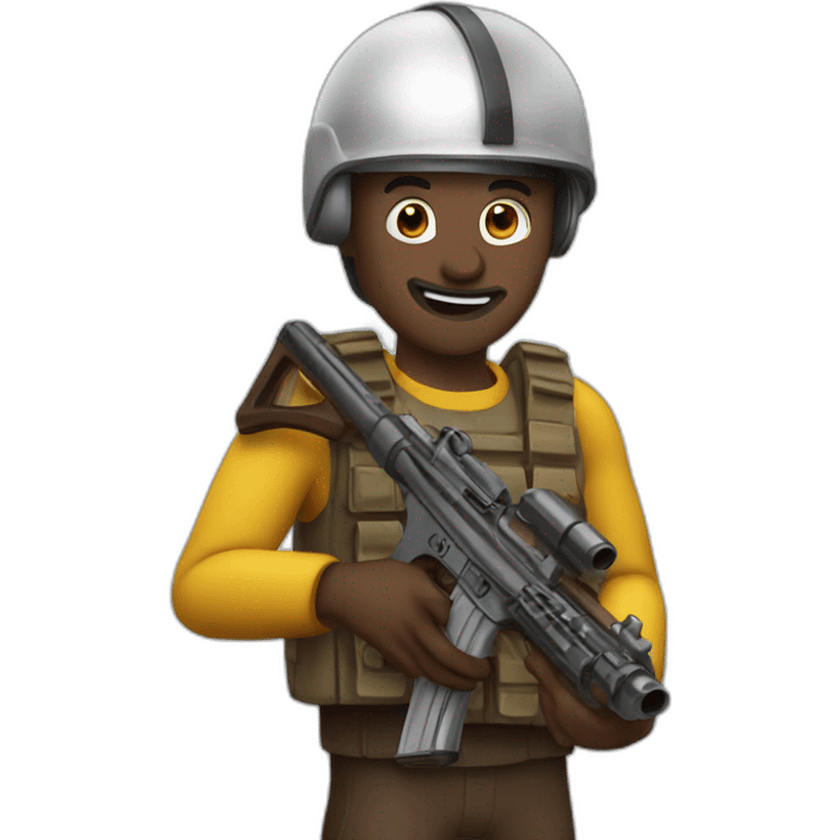 Chocorrol brown with gun and helmet very happy emoji