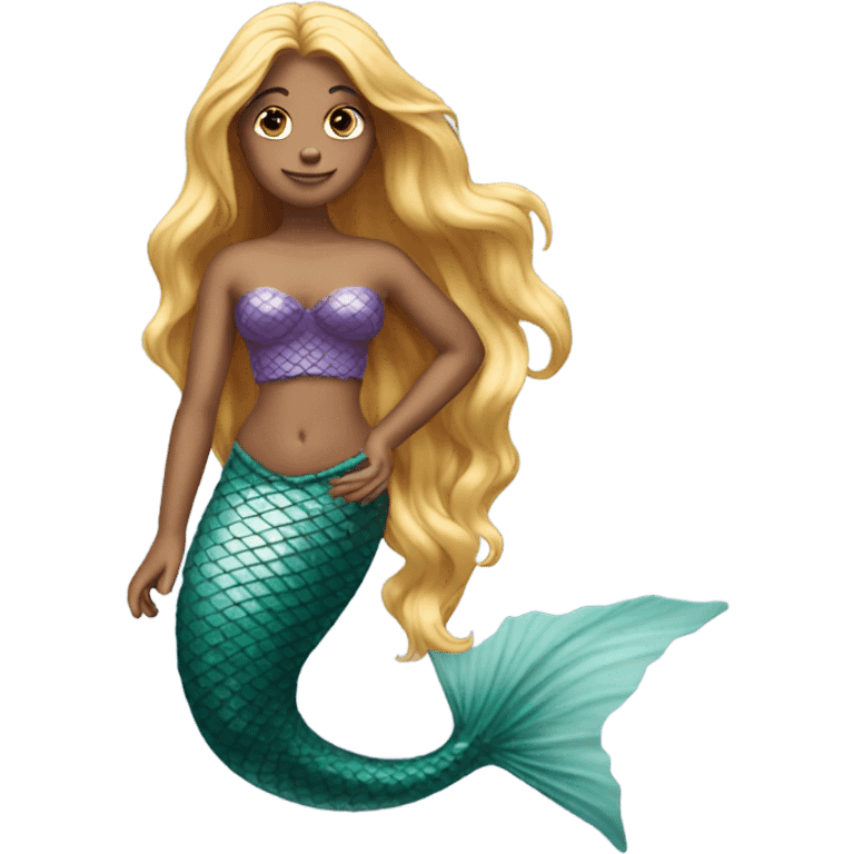 Pretty detailed mermaid with red tail and blonde hair emoji