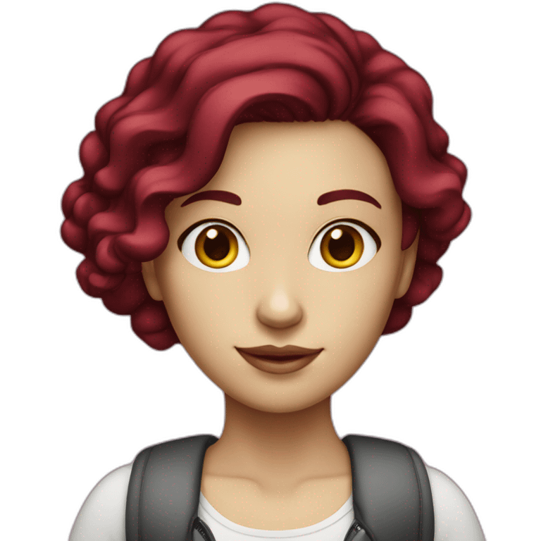 Girl burgundy hair,white skin with macbook emoji