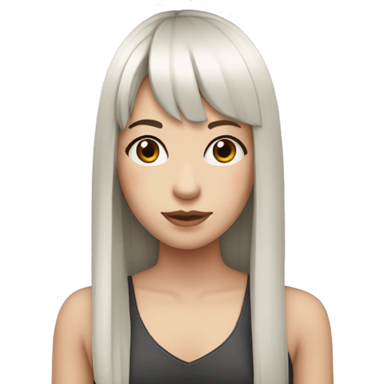 White-skinned girl with long, straight black hair with bangs emoji