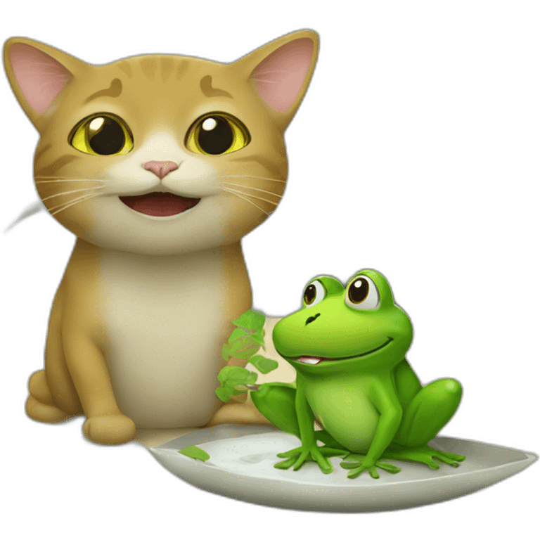 Un chat qui mange une grenouille emoji