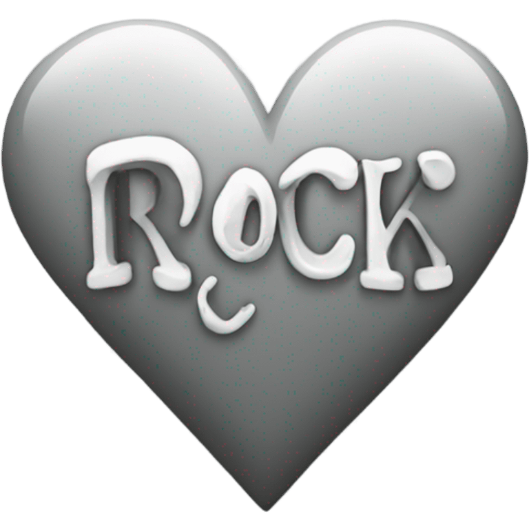 Grey heart that says rock in white letters in the heart  emoji