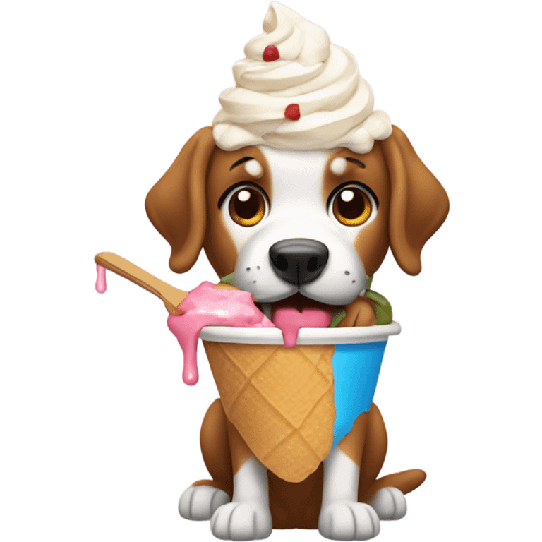 Perro comiendo helado  emoji