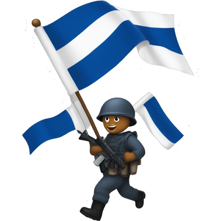 soilders pick up white-blue-white flag emoji