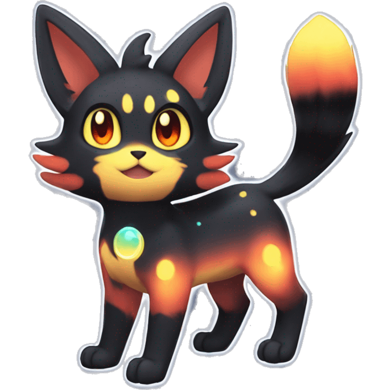 Shiny Sparkly Litten-Umbreon with gradient Nebula-colored markings full body emoji