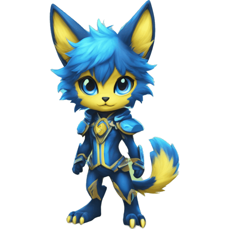 Anthro-Edgy-Cool-Blue-Yellow-Contrast-Colors-Fantasy-Fur-Sona-Chibi-Shiny-Fakémon-Hybrid full body emoji