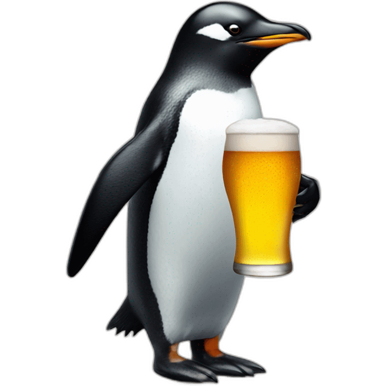 Humanoid penguin with beer emoji