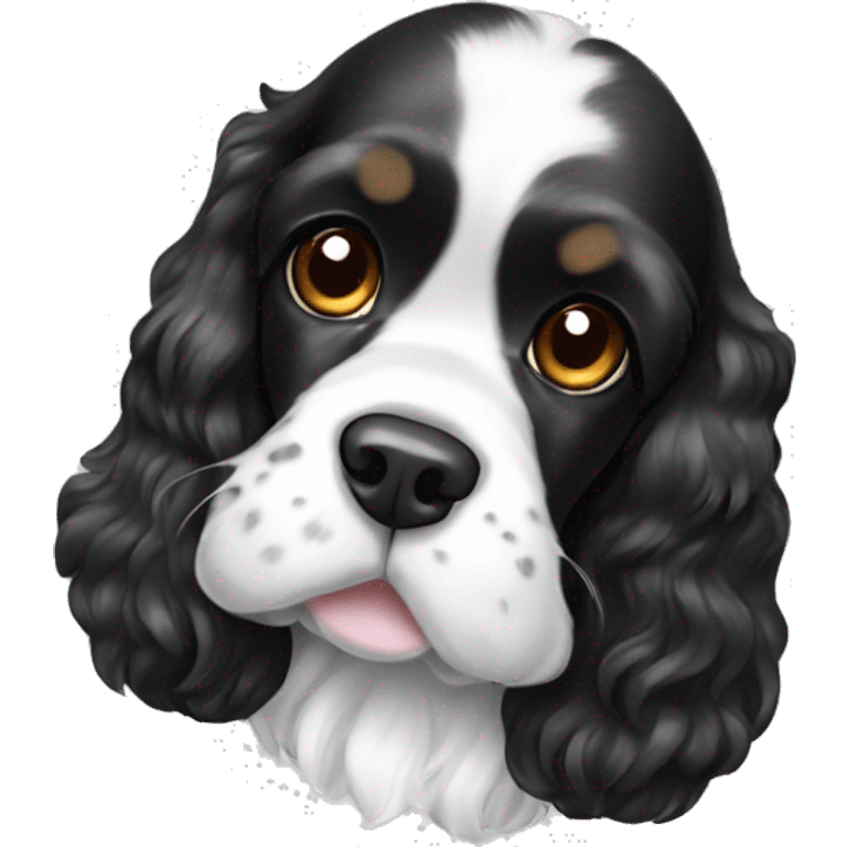 Black and white cocker spaniel with bow emoji