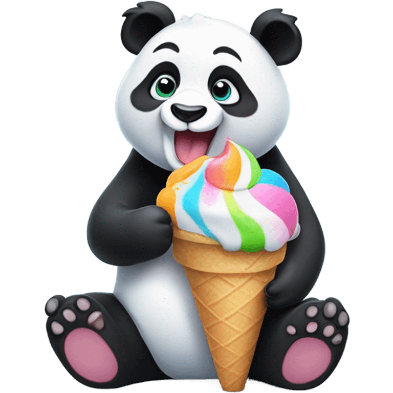 Panda eating ice cream emoji