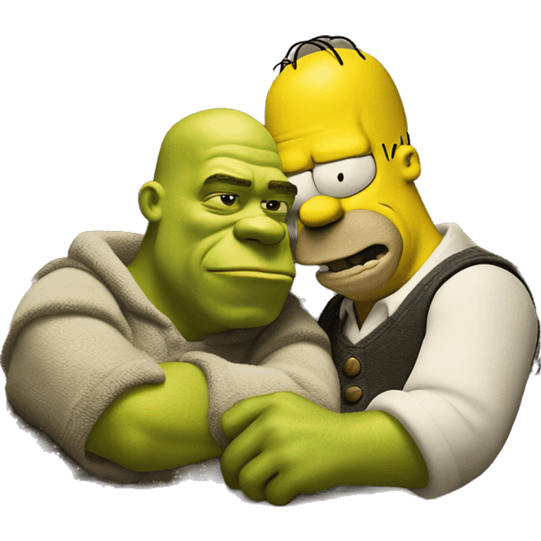 shrek and homer simpson hugs emoji