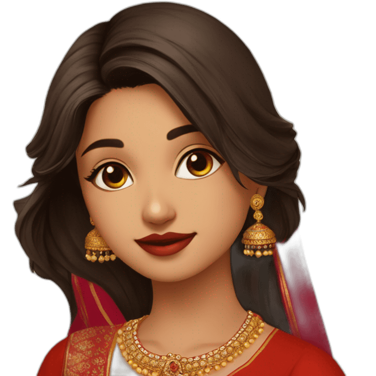 indian girl wearing full sleeve blood red kurti with jhumkas emoji