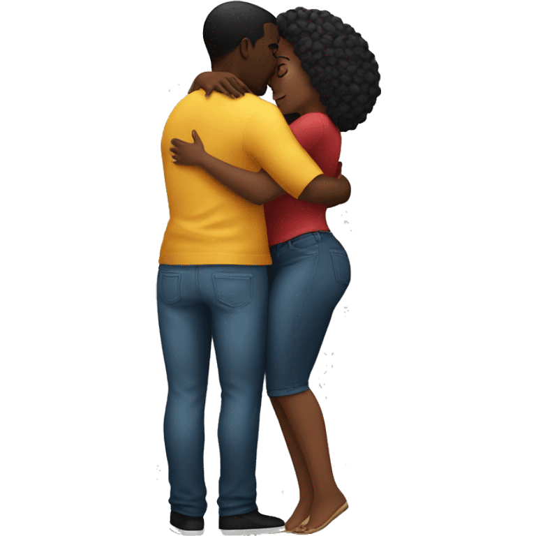 black couple hugging. The black woman with a big bum emoji