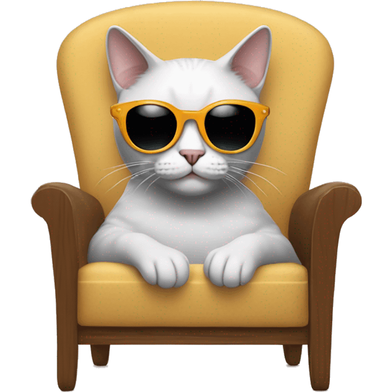 cat wearing a sunglass and sit on a chair emoji