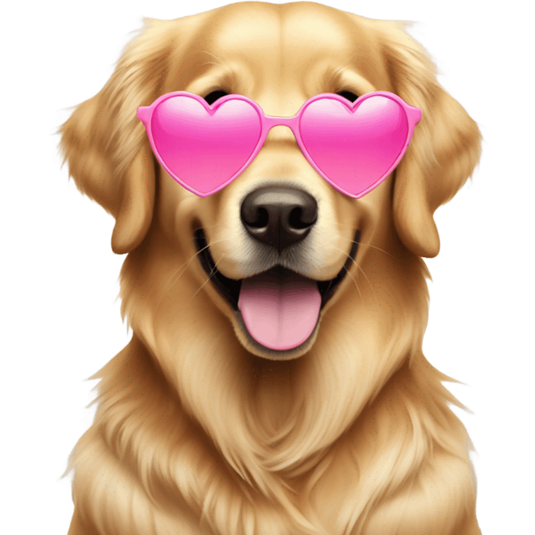 Golden retriever wearing pink heart glasses  emoji