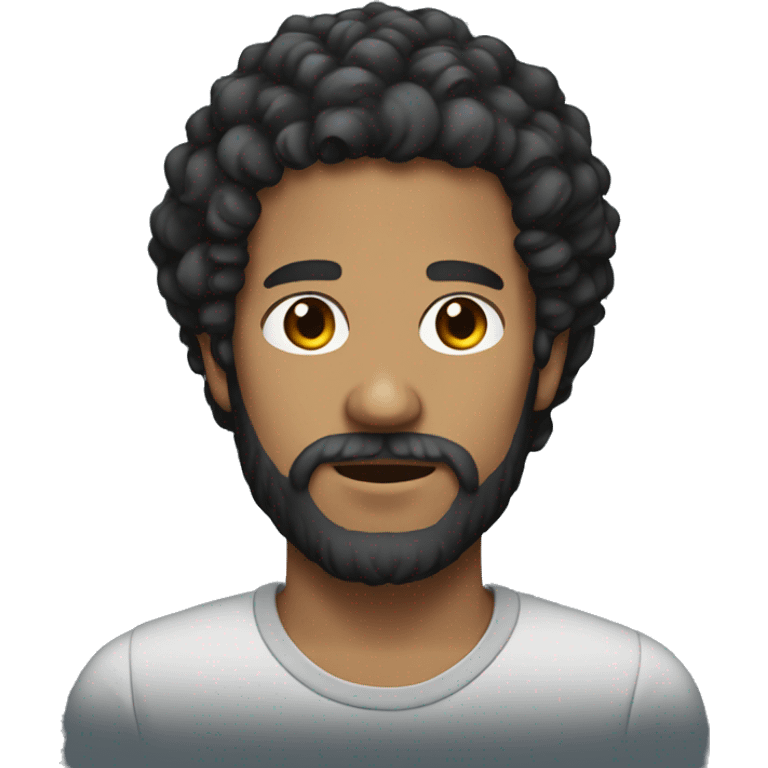 Man with dark curly hair and beard emoji