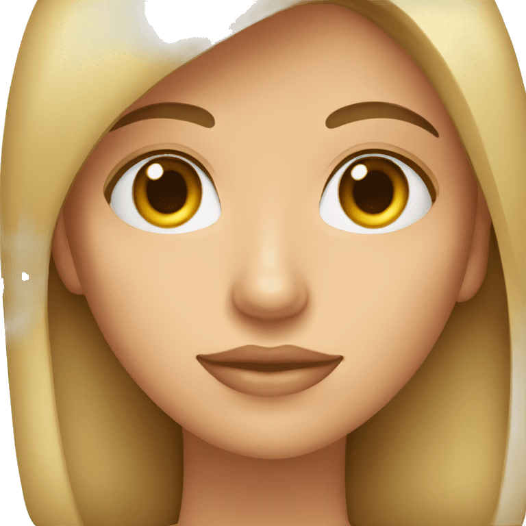 mujer ojos marrones, pelo rubio, mano en la cara emoji