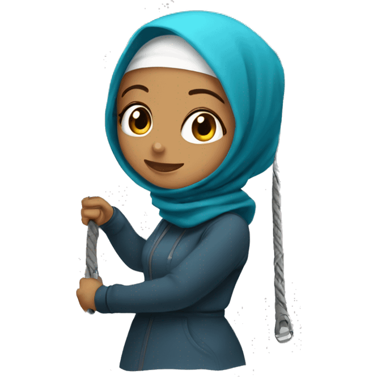 hijab girl making zipline emoji