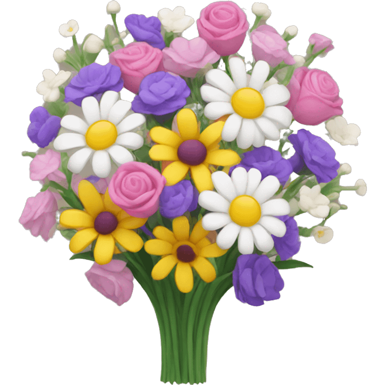 Flower bouquet with pink, yellow, white and purple flowers emoji