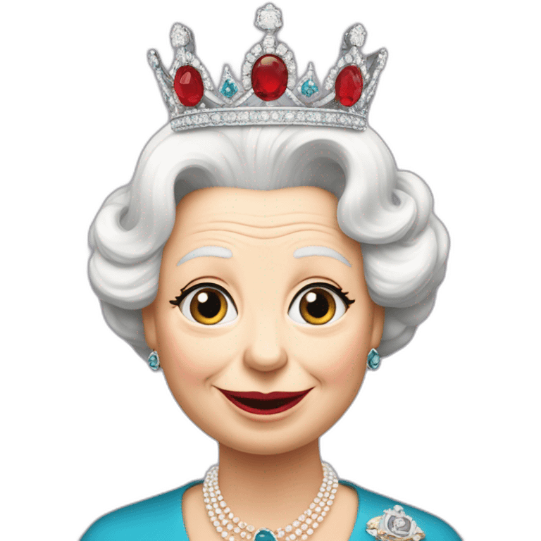 Queen Elizabeth II eating a swan upside down face emoji