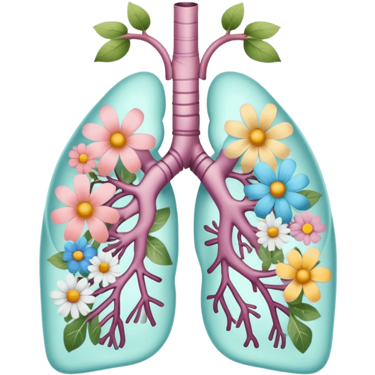 Pastel transparent anatomy lungs and flowers emoji