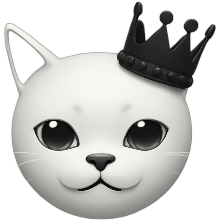 chat noir et blanc avec une couronne emoji