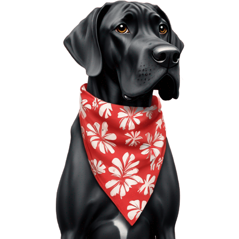 Black Great Dane with Hawaiian bandana red emoji