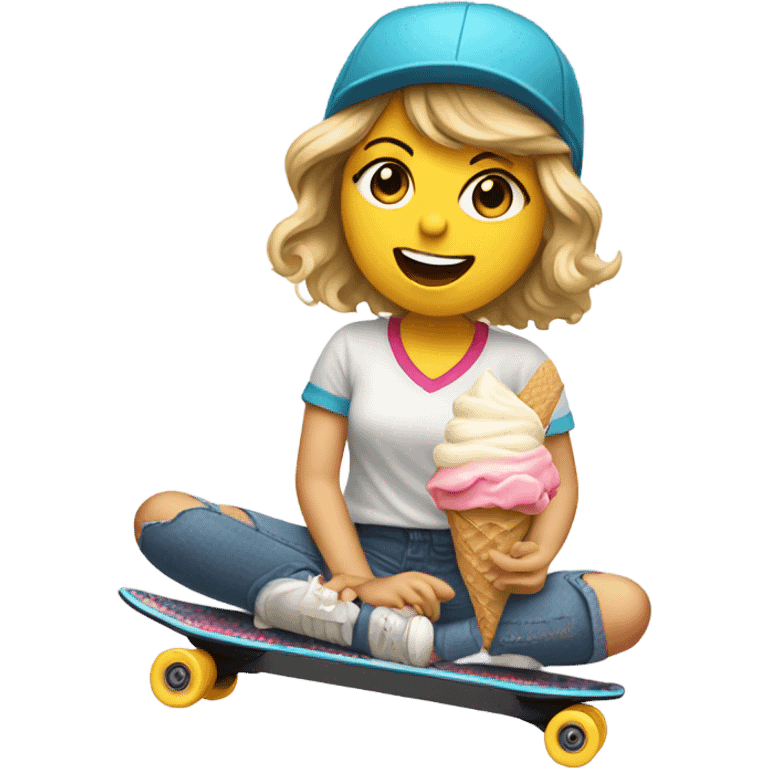 taylor swift eating ice cream riding a skateboard  emoji