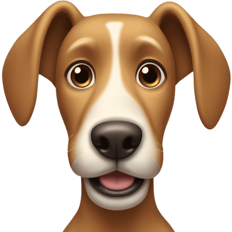 Light brown cartoon dog with long brown ears, big nose, rectangular white shout, round eyes, and bushy eyebrows  emoji