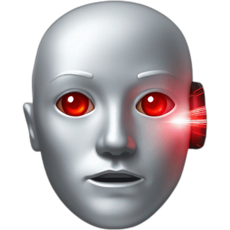 A silver human head with red laser beam streaking out of eyes  emoji