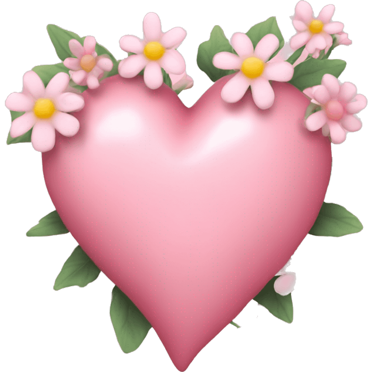 Delicate pink heart and flowers inside emoji