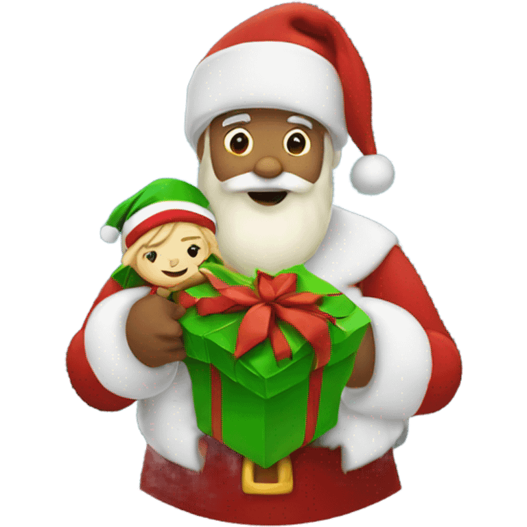 Santa holding a elf emoji