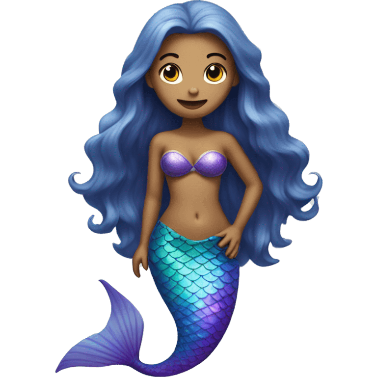 mermaid with bra, long torso and long mermaid tail emoji