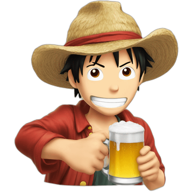 Luffy drink a beer emoji