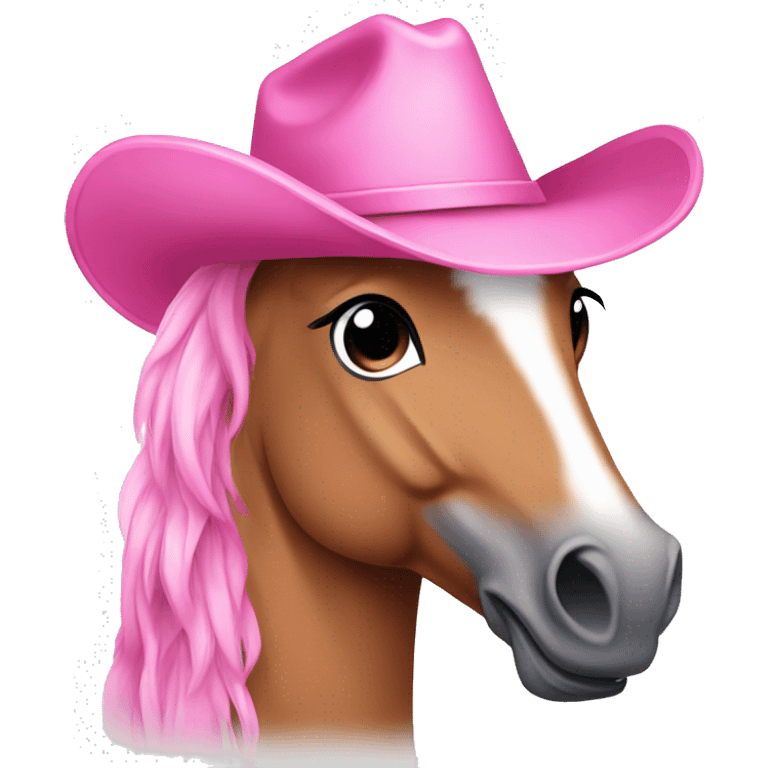 Pink pony with pink cowgirl hat emoji