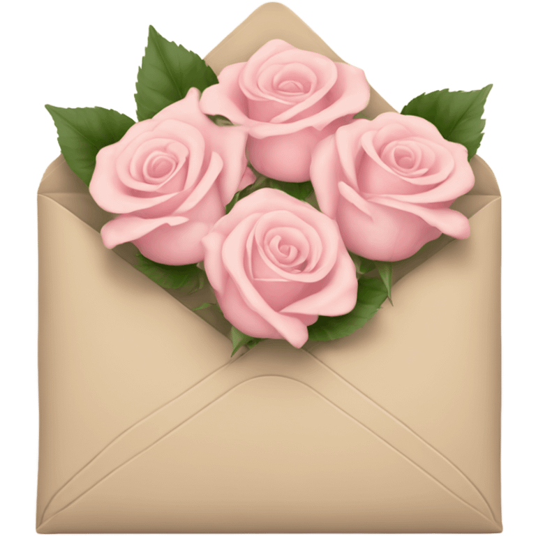 beige envelope with light pink roses emoji