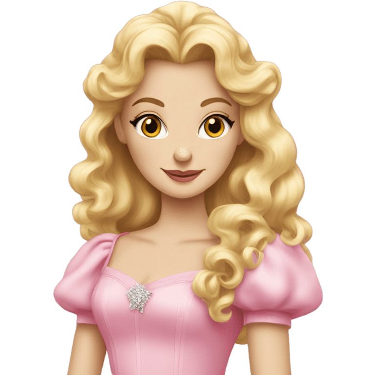 Glinda the good pink dress long blonde curly hair emoji