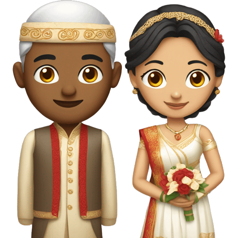 indian man and chinese woman wedding  emoji