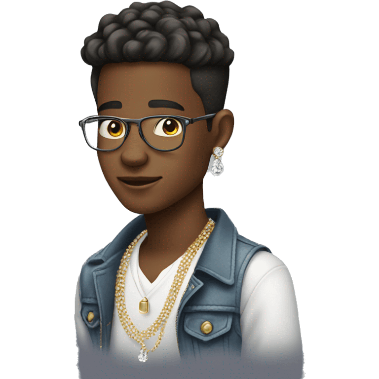 stylish boy with diamond earrings emoji